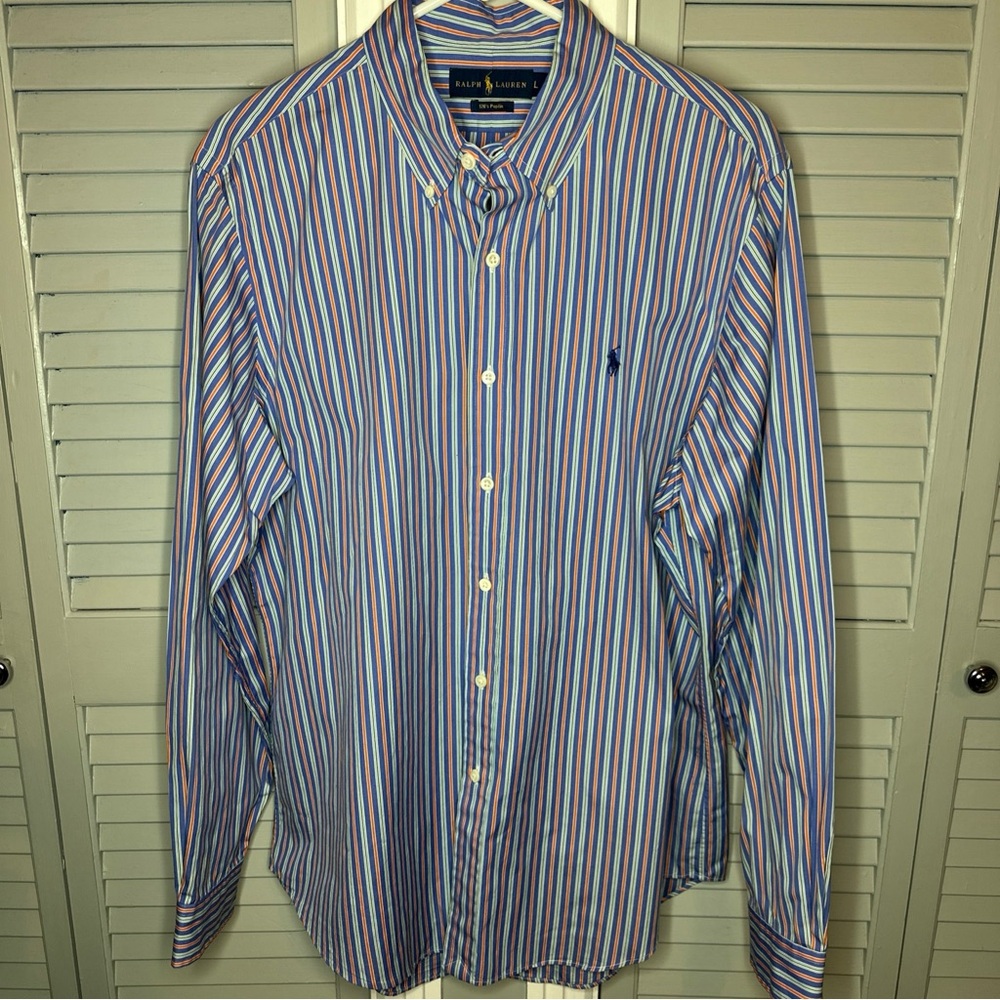 Ralph Lauren Men's Multicolor Striped Button-Down Shirt Logo